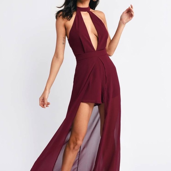 Tobi Pants - NWOT Maroon TOBI Romper with overlay